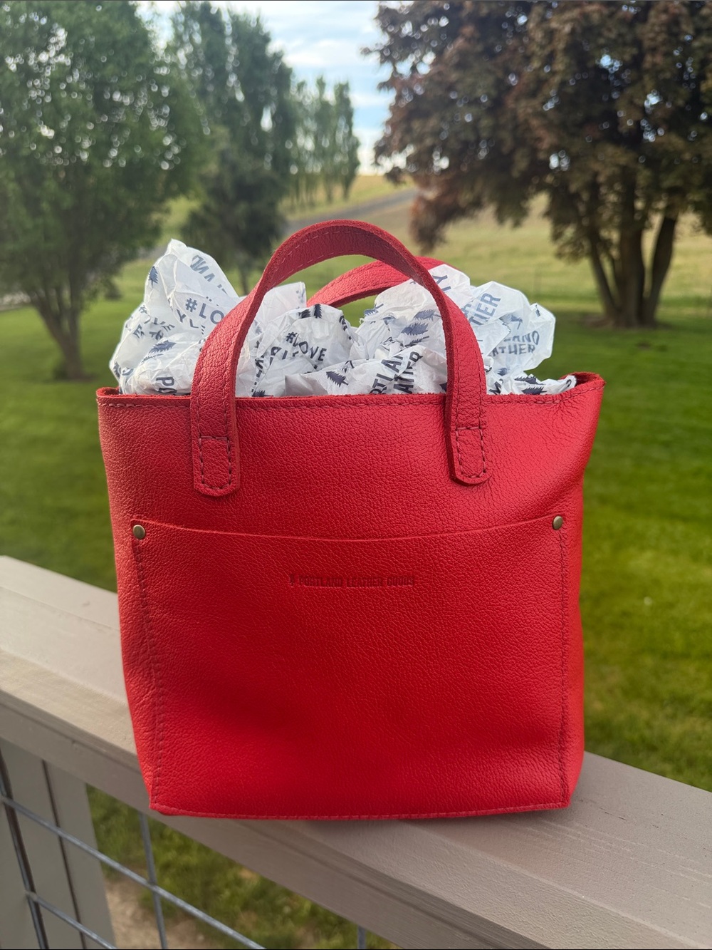 Portland Leather Mini Crossbody Tote  Red Dot Com Zipper Closure